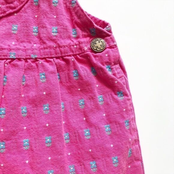 Vintage Oshkosh pink floral denim bow back dress 6 - Picture 3 of 7